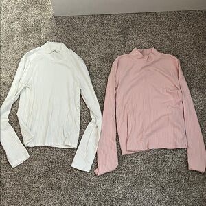 GAP White Ribbed Long Sleeve Top